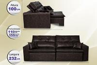 Sofá Tourino 2,32m Retrátil Reclinável, Molas e Pillow no Assento Tecido Courino Café Cama InBox - 2