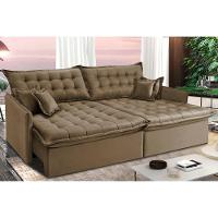 Sofá Sem Caixa Retrátil Reclinável 2,95m Cama inBox Versátil com Pillow Top e Molas Velusoft Castor - 2