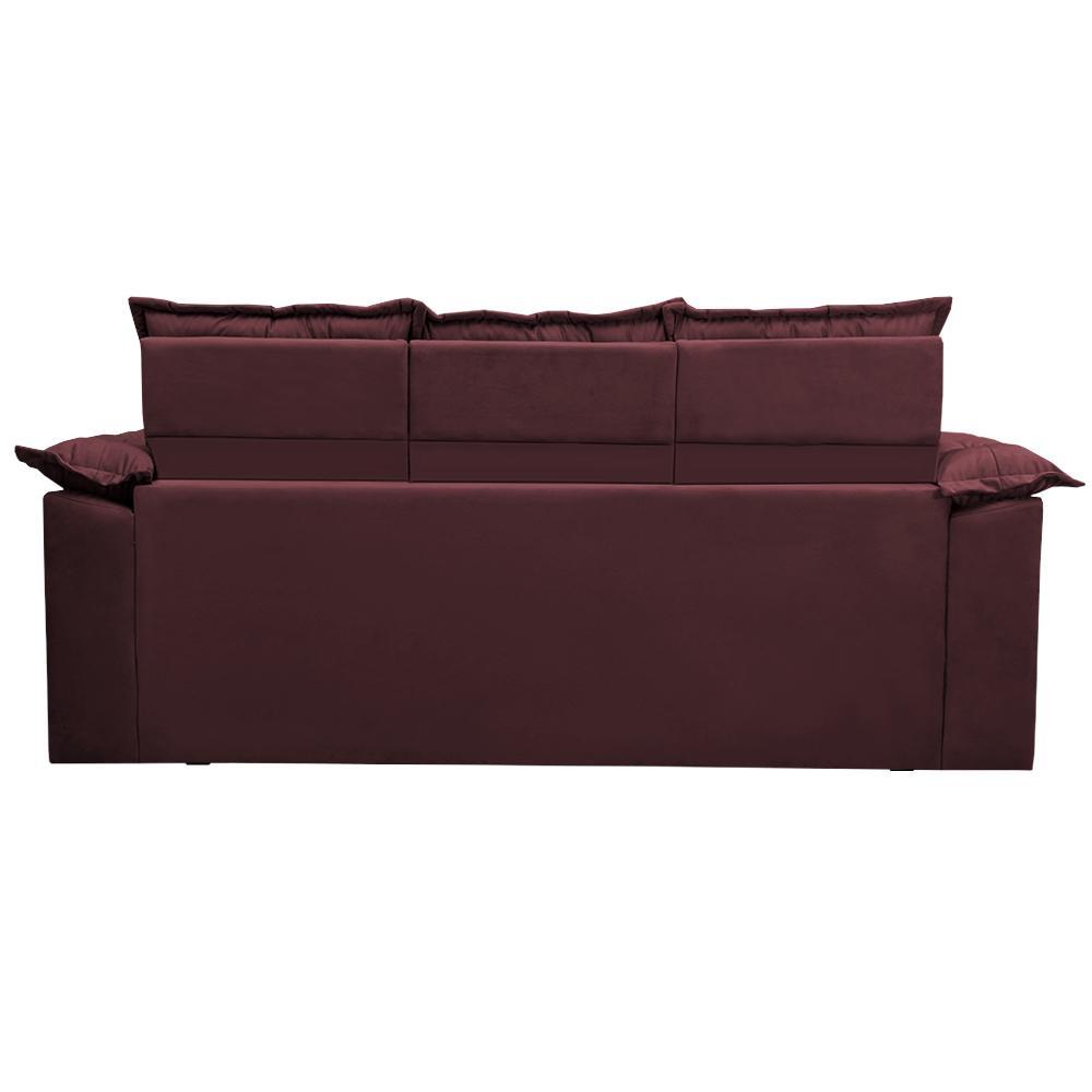 Conjunto de Sofá 3 e 2 Lugares Retrátil e Reclinável Cama inBox Compact 2,00x1,50m Velusoft Vinho - 6