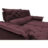 Conjunto de Sofá 3 e 2 Lugares Retrátil e Reclinável Cama inBox Compact 2,00x1,50m Velusoft Vinho