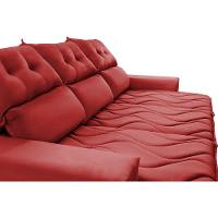 Conjunto de Sofá 3 e 2 Lugares Retrátil e Reclinável 2,00x1,50m Cama inBox Smal Suede Vermelho