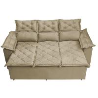 Conjunto de Sofá 3 e 2 Lugares Retrátil e Reclinável Cama inBox Compact 2,00x1,50m Velusoft Bege - 5