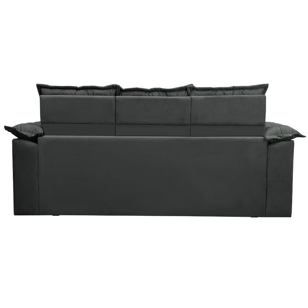 Conjunto de Sofá 3 e 2 Lugares Retrátil e Reclinável Cama inBox Compact 2,00x1,50m Velusoft Cinza - 6