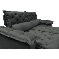 Conjunto de Sofá 3 e 2 Lugares Retrátil e Reclinável Cama inBox Compact 2,00x1,50m Velusoft Cinza
