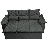 Conjunto de Sofá 3 e 2 Lugares Retrátil e Reclinável Cama inBox Compact 2,00x1,50m Velusoft Cinza - 5