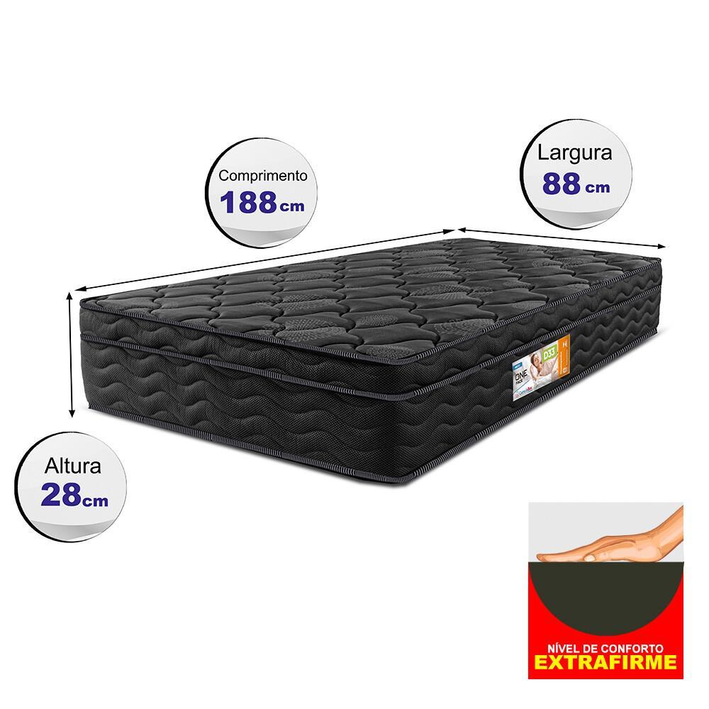 Colchão Solteiro OrtoFirm Black 88x188x28 One Face Espuma D33 Preto - 2
