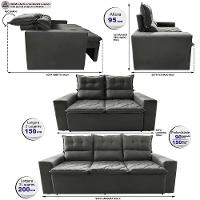 Conjunto de Sofá 3 e 2 Lugares Retrátil e Reclinável 2,00x1,50m Cama inBox Smal Suede Cinza - 2
