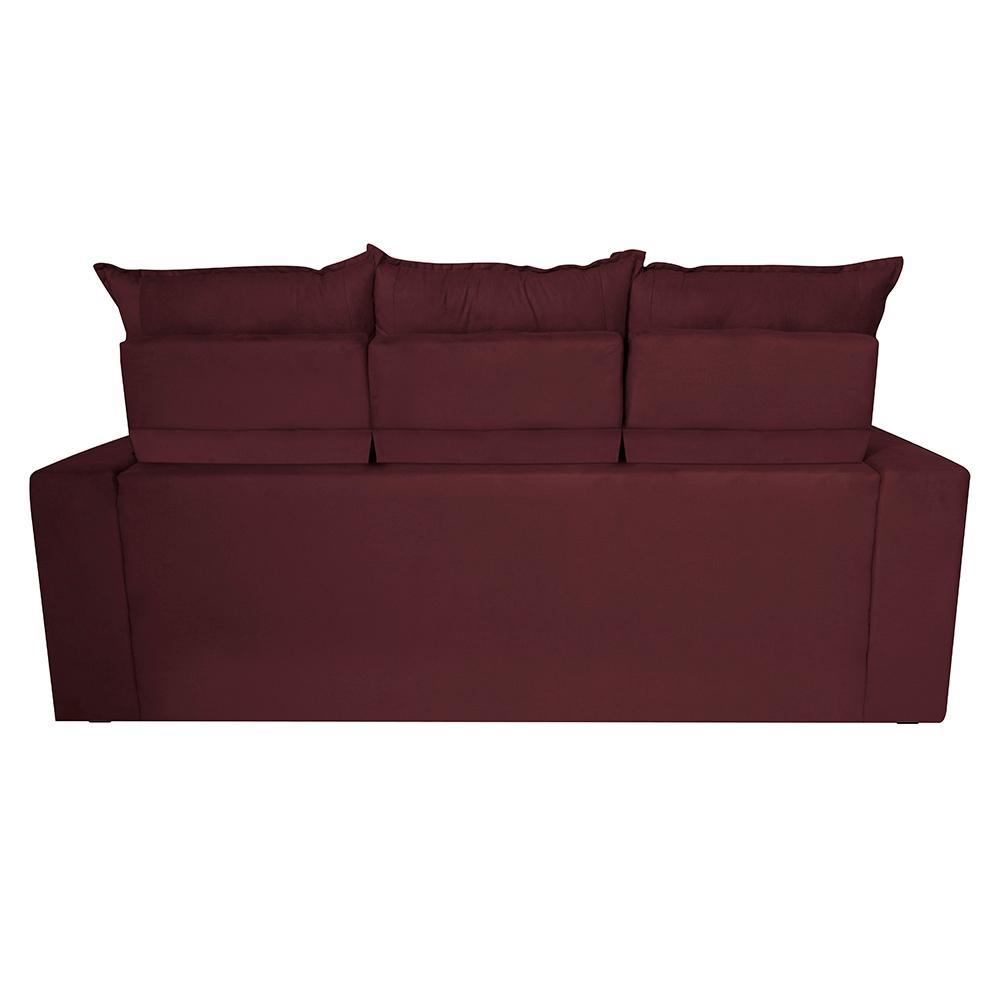 Conjunto de Sofá 3 e 2 Lugares Retrátil e Reclinável 2,00x1,50m Cama inBox Smal Suede Vinho - 6