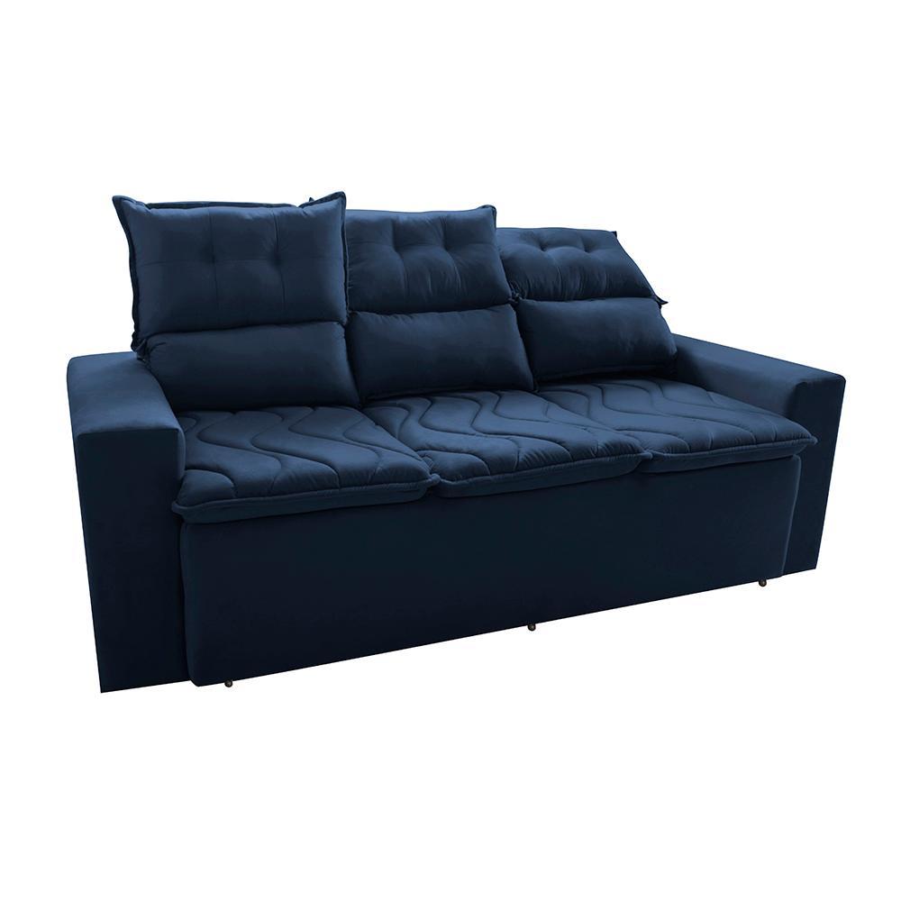 Conjunto de Sofá 3 e 2 Lugares Retrátil e Reclinável 2,00x1,50m Cama inBox Smal Suede Azul - 8
