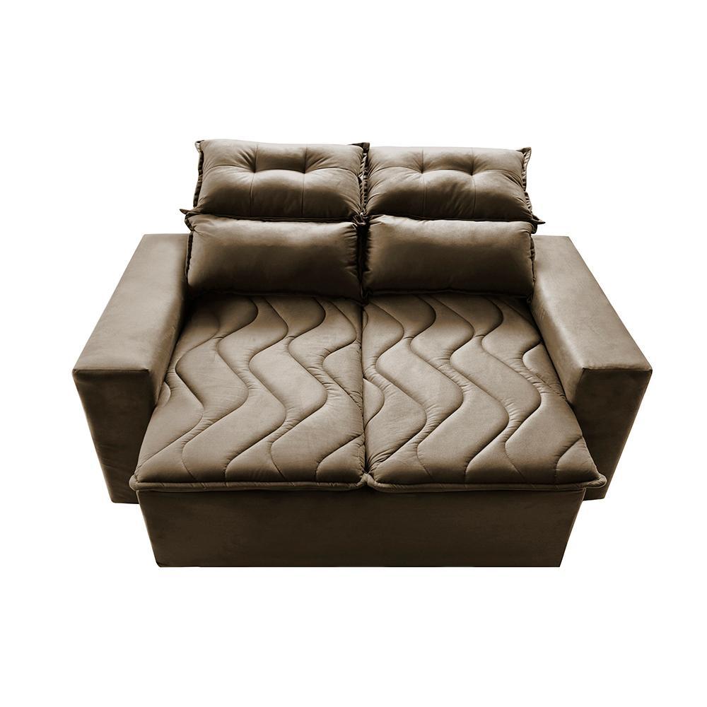 Conjunto de Sofá 3 e 2 Lugares Retrátil e Reclinável 2,00x1,50m Cama inBox Smal Suede Castor - 5