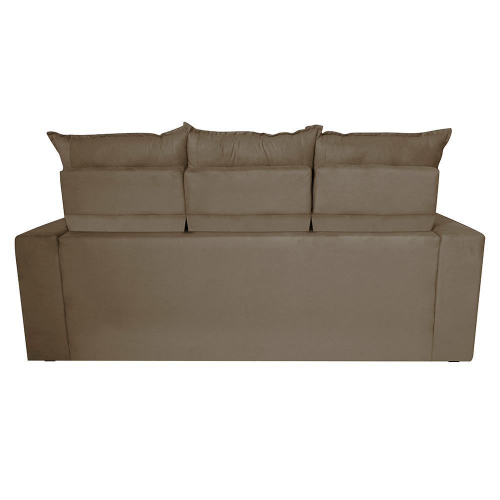 Conjunto de Sofá 3 e 2 Lugares Retrátil e Reclinável 2,00x1,50m Cama inBox Smal Suede Castor - 6