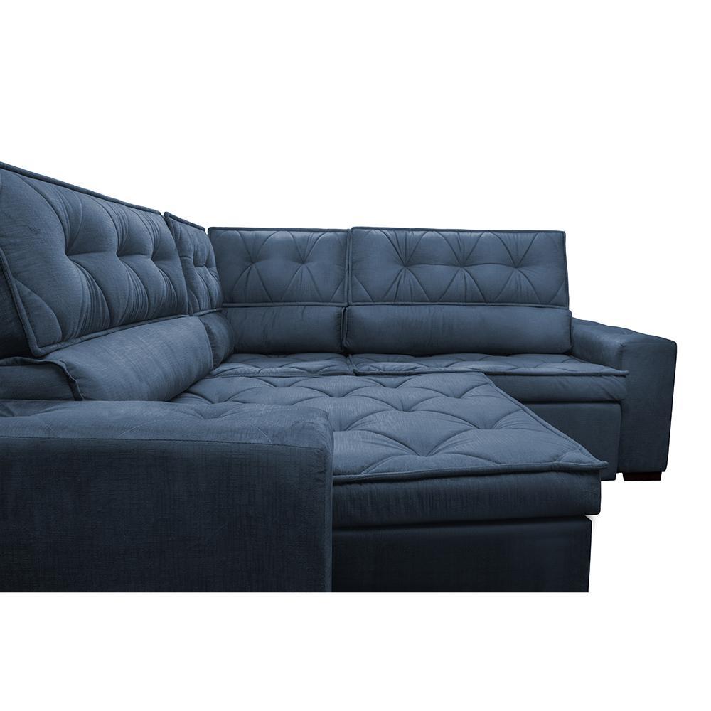 Sofa de Canto Retrátil e Reclinável com Molas Cama inBox Austin 2,40m x 2,40m Suede Velusoft Azul - 4
