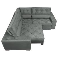 Sofa de Canto Retrátil e Reclinável com Molas Cama inBox Austin 2,20m x 2,20m Suede Velusoft Cinza - 5