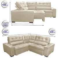 Sofa de Canto Retrátil e Reclinável com Molas Cama inBox Austin 2,40m x 2,40m Suede Velusoft Bege - 2