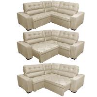 Sofa de Canto Retrátil e Reclinável com Molas Cama inBox Austin 2,40m x 2,40m Suede Velusoft Bege - 7