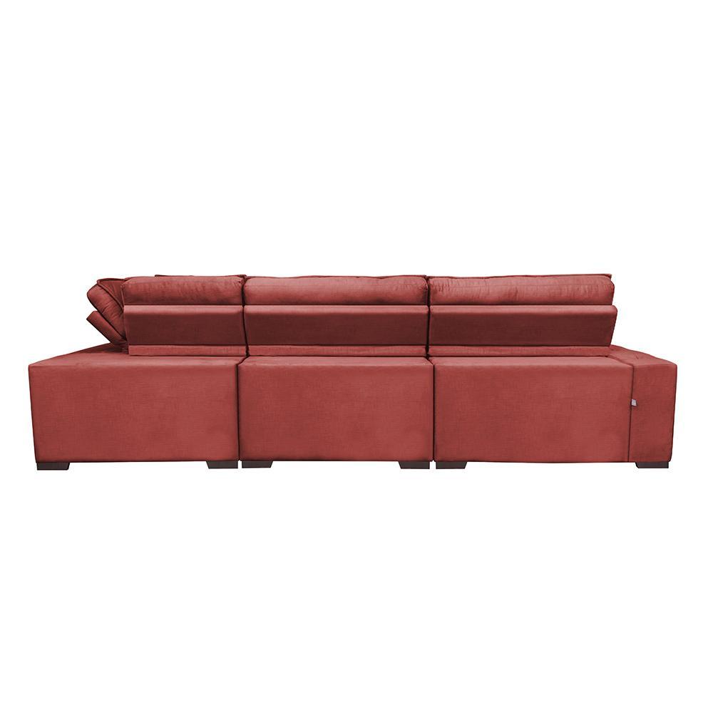 Sofa de Canto Retrátil e Reclinável com Molas Cama inBox Austin 3,45X2,44 ou 2,44X3,45 Suede Velusoft Vermelho - 6