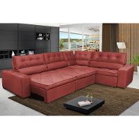 Sofa de Canto Retrátil e Reclinável com Molas Cama inBox Austin 3,45X2,44 ou 2,44X3,45 Suede Velusoft Vermelho - 1