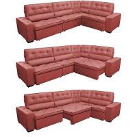 Sofa de Canto Retrátil e Reclinável com Molas Cama inBox Austin 3,45X2,44 ou 2,44X3,45 Suede Velusoft Vermelho - 7