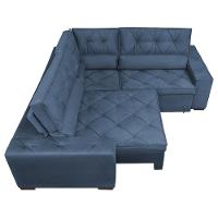 Sofa de Canto Retrátil e Reclinável com Molas Cama inBox Austin 2,20x2,20 Suede Velusoft Azul - 5