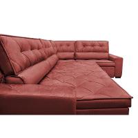 Sofa de Canto Retrátil e Reclinável com Molas Cama inBox Austin 3,85X2,64 ou 2,64X3,85 Suede Velusoft Vermelho