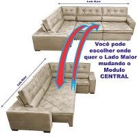 Sofa de Canto Retrátil e Reclinável com Molas Cama inBox Austin 3,65X2,54 ou 2,54X3,65 Suede Velusoft Castor - 5
