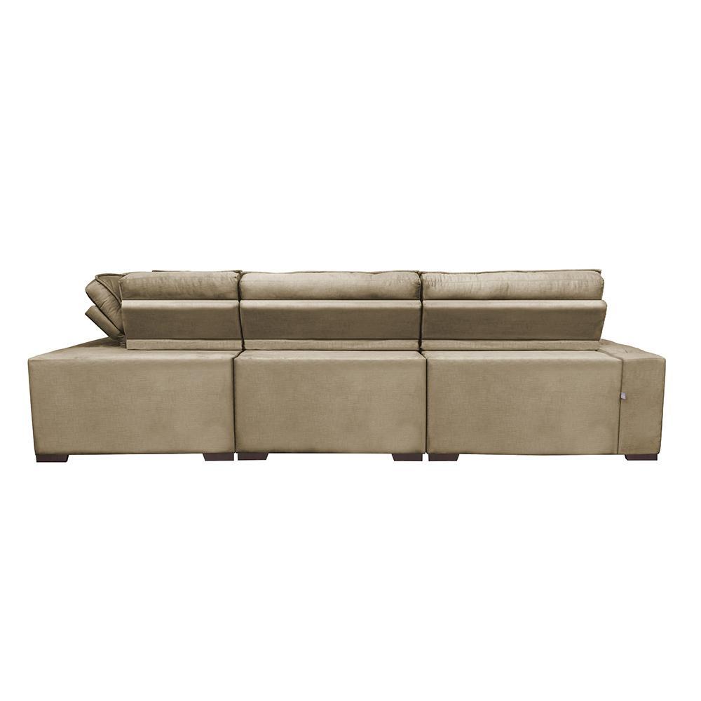 Sofa de Canto Retrátil e Reclinável com Molas Cama inBox Austin 3,85X2,64 ou 2,64X3,85 Suede Velusoft Castor - 6