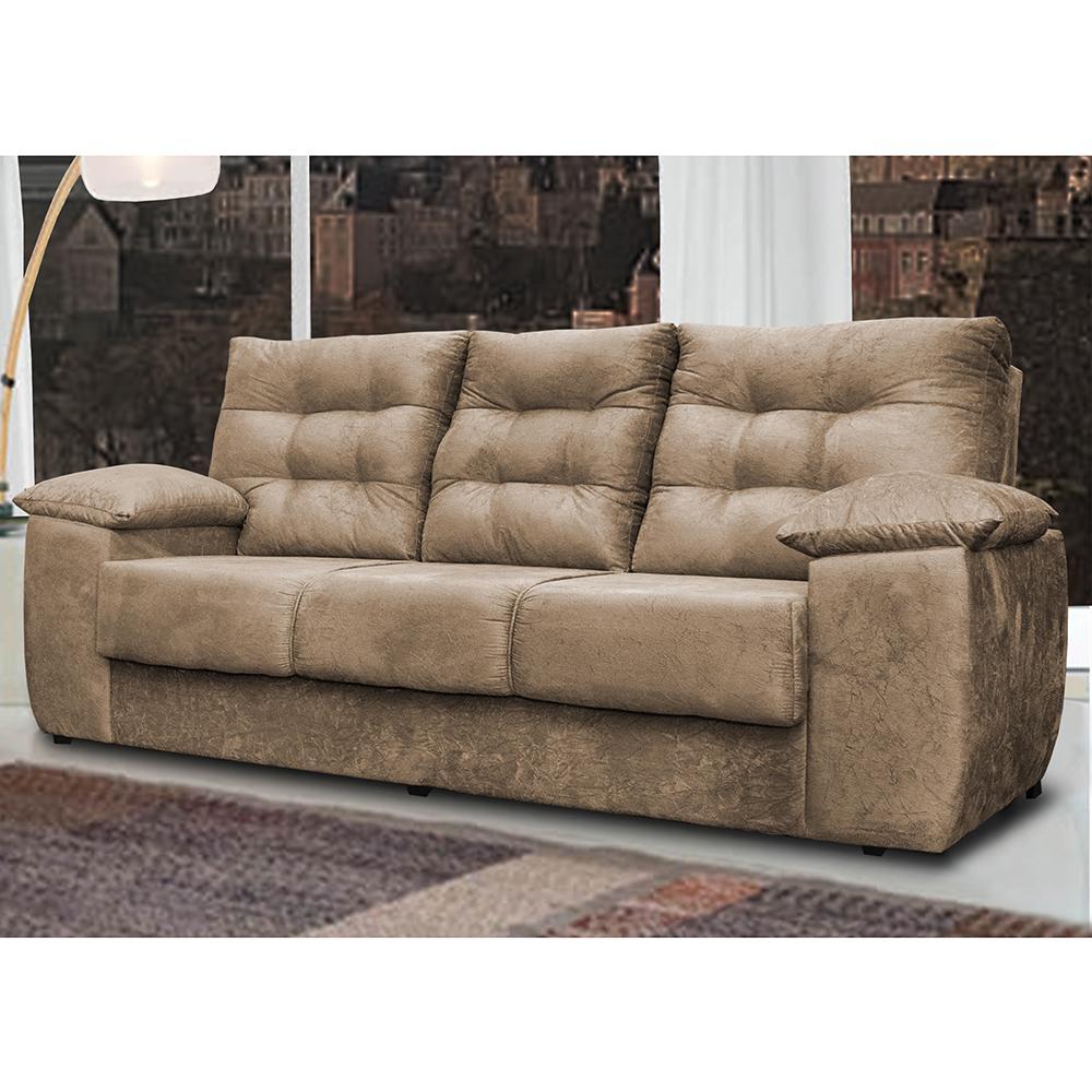 Luxemburgo 3 lugares 2,02m Tecido suede Castor - 1