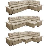 Sofa de Canto Retrátil e Reclinável com Molas Cama inBox Austin 3,45X2,44 ou 2,44X3,45 Suede Velusoft Castor - 7