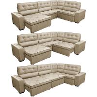 Sofa de Canto Retrátil e Reclinável com Molas Cama inBox Austin 3,45X2,44 ou 2,44X3,45 Suede Velusoft Castor - 8