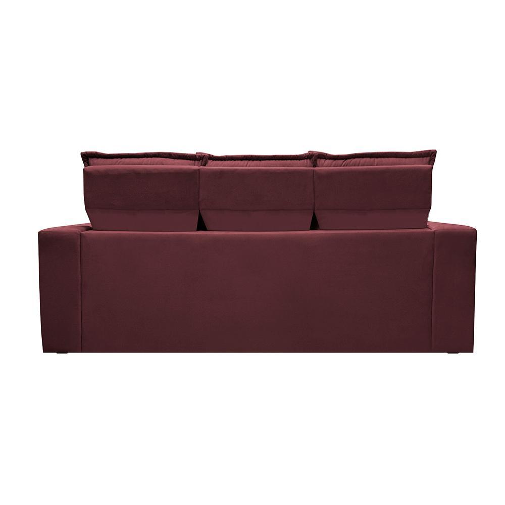 Conjunto de Sofá 3 e 2 Lugares Retrátil e Reclinável Cama inBox Slim 2,00x1,50m Velusoft Vinho - 6