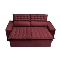 Conjunto de Sofá 3 e 2 Lugares Retrátil e Reclinável Cama inBox Slim 2,00x1,50m Velusoft Vinho - 5