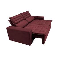 Conjunto de Sofá 3 e 2 Lugares Retrátil e Reclinável Cama inBox Slim 2,00x1,50m Velusoft Vinho - 8