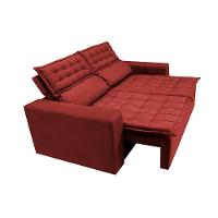Conjunto de Sofá 3 e 2 Lugares Retrátil e Reclinável Cama inBox Slim 2,00x1,50m Velusoft Vermelho - 8