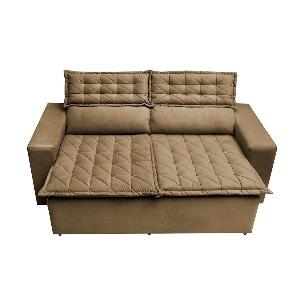 Conjunto de Sofá 3 e 2 Lugares Retrátil e Reclinável Cama inBox Slim 2,00x1,50m Velusoft Castor - 5