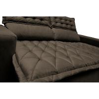 Conjunto de Sofá 3 e 2 Lugares Retrátil e Reclinável Cama inBox Slim 2,00x1,50m Velusoft Café - 2