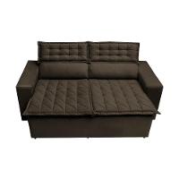 Conjunto de Sofá 3 e 2 Lugares Retrátil e Reclinável Cama inBox Slim 2,00x1,50m Velusoft Café - 5