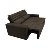 Conjunto de Sofá 3 e 2 Lugares Retrátil e Reclinável Cama inBox Slim 2,00x1,50m Velusoft Café - 8