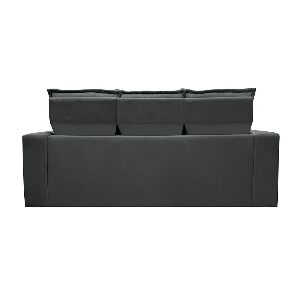 Conjunto de Sofá 3 e 2 Lugares Retrátil e Reclinável Cama inBox Slim 2,00x1,50m Velusoft Cinza - 6