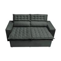Conjunto de Sofá 3 e 2 Lugares Retrátil e Reclinável Cama inBox Slim 2,00x1,50m Velusoft Cinza - 5
