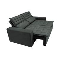 Conjunto de Sofá 3 e 2 Lugares Retrátil e Reclinável Cama inBox Slim 2,00x1,50m Velusoft Cinza - 8