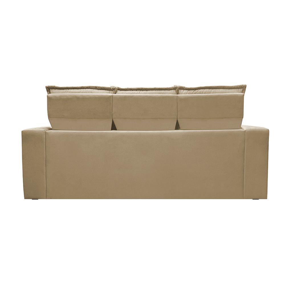 Conjunto de Sofá 3 e 2 Lugares Retrátil e Reclinável Cama inBox Slim 2,00x1,50m Velusoft Bege - 6