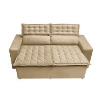 Conjunto de Sofá 3 e 2 Lugares Retrátil e Reclinável Cama inBox Slim 2,00x1,50m Velusoft Bege - 5