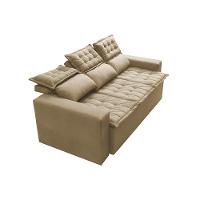 Conjunto de Sofá 3 e 2 Lugares Retrátil e Reclinável Cama inBox Slim 2,00x1,50m Velusoft Bege - 7