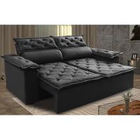 Sofá Retrátil e Reclinável Cama inBox Compact 1,50m Tecido Suede Velusoft Preto - 1