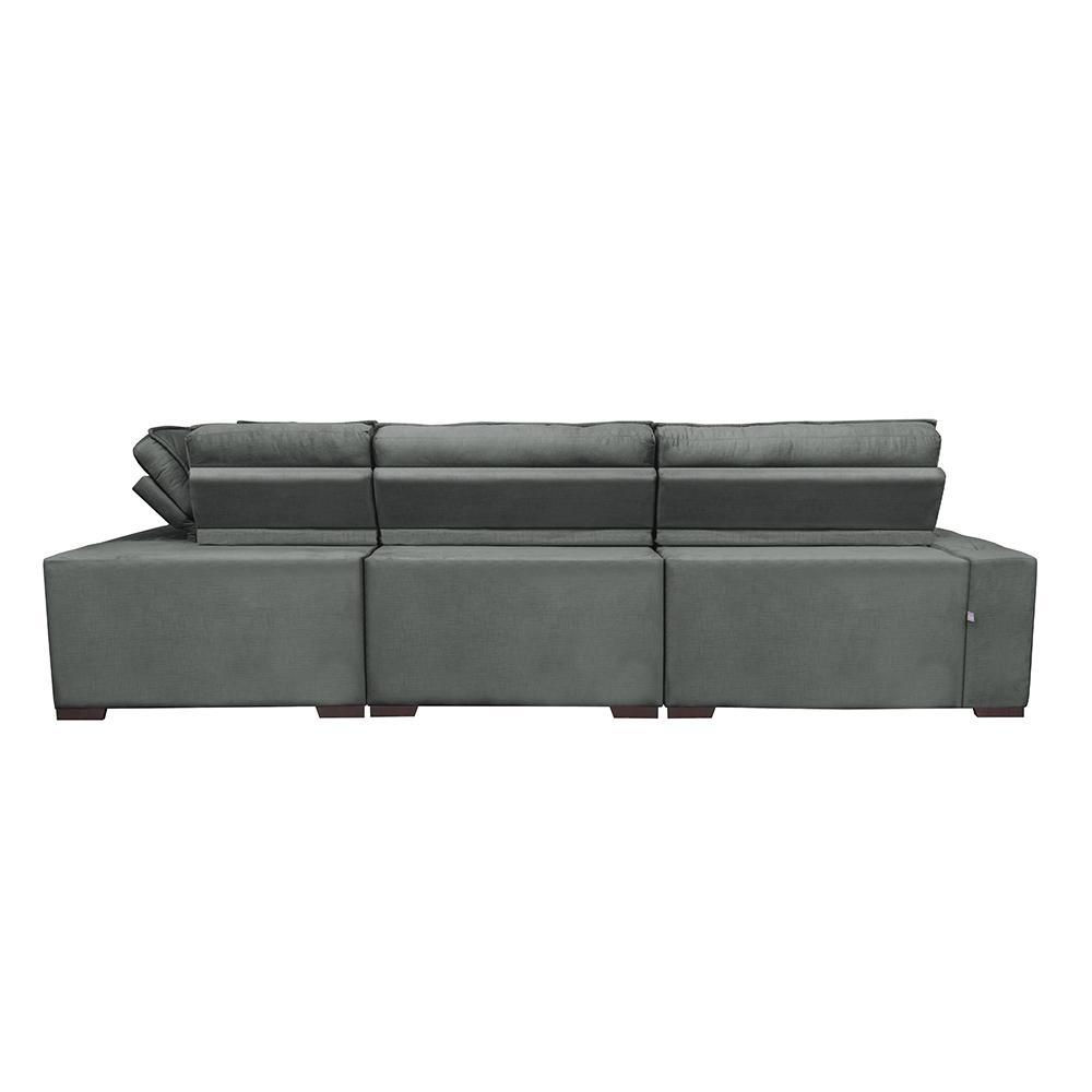 Sofa de Canto Retrátil e Reclinável com Molas Cama inBox Austin 3,85X2,64 ou 2,64X3,85 Suede Velusoft Cinza - 6