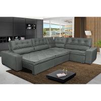 Sofa de Canto Retrátil e Reclinável com Molas Cama inBox Austin 3,85X2,64 ou 2,64X3,85 Suede Velusoft Cinza - 1