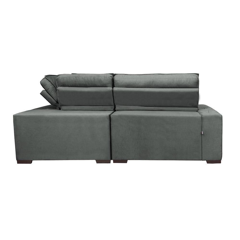 Sofa de Canto Retrátil e Reclinável com Molas Cama inBox Austin 2,60m x 2,60m Suede Velusoft Cinza - 6