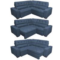 Sofa de Canto Retrátil e Reclinável com Molas Cama inBox Austin 2,60m x 2,60m Suede Velusoft Azul - 7