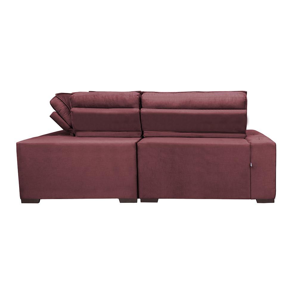 Sofa de Canto Retrátil e Reclinável com Molas Cama inBox Austin 2,40m x 2,40m Suede Velusoft Vinho - 6