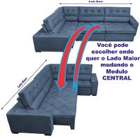 Sofa de Canto Retrátil e Reclinável com Molas Cama inBox Austin 3,45X2,44 ou 2,44X3,45 Suede Velusoft Azul - 5